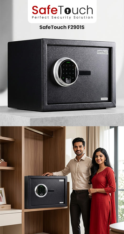 SafeTouch E13806E Digital Safe Locker for home and office, featuring an electronic password lock to securely protect cash, gold, jewelry, passports, important documents, and business valuables.